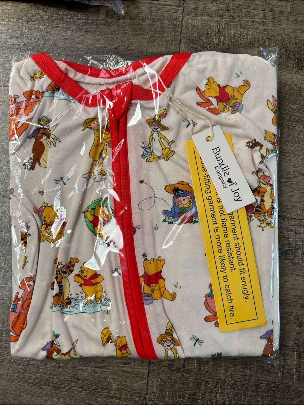 Bundle of Joy Balboo Winnie the Pooh Baby Footed Sleeper with Red Trim